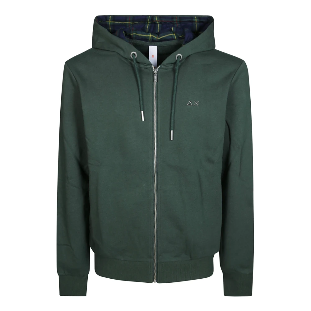 Sun68 Contrast Zip Hoodie Green Heren