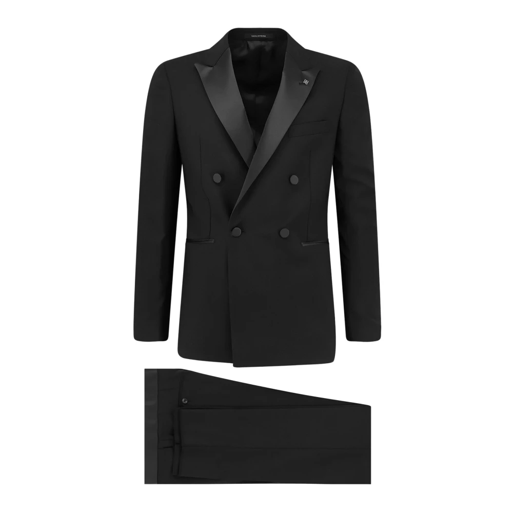Tagliatore Men's Black Double Breasted Suits, 2XL, Diona Double-Breasted Suit