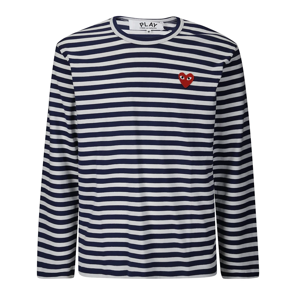 Comme des Garçons Play Gestreept longsleeve T-shirt met logo Blue Heren