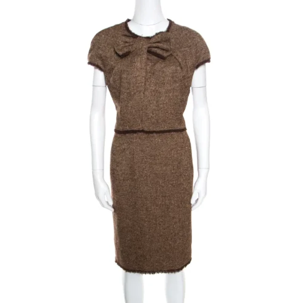 Carolina Herrera Pre-owned Wool dresses Brown Dames