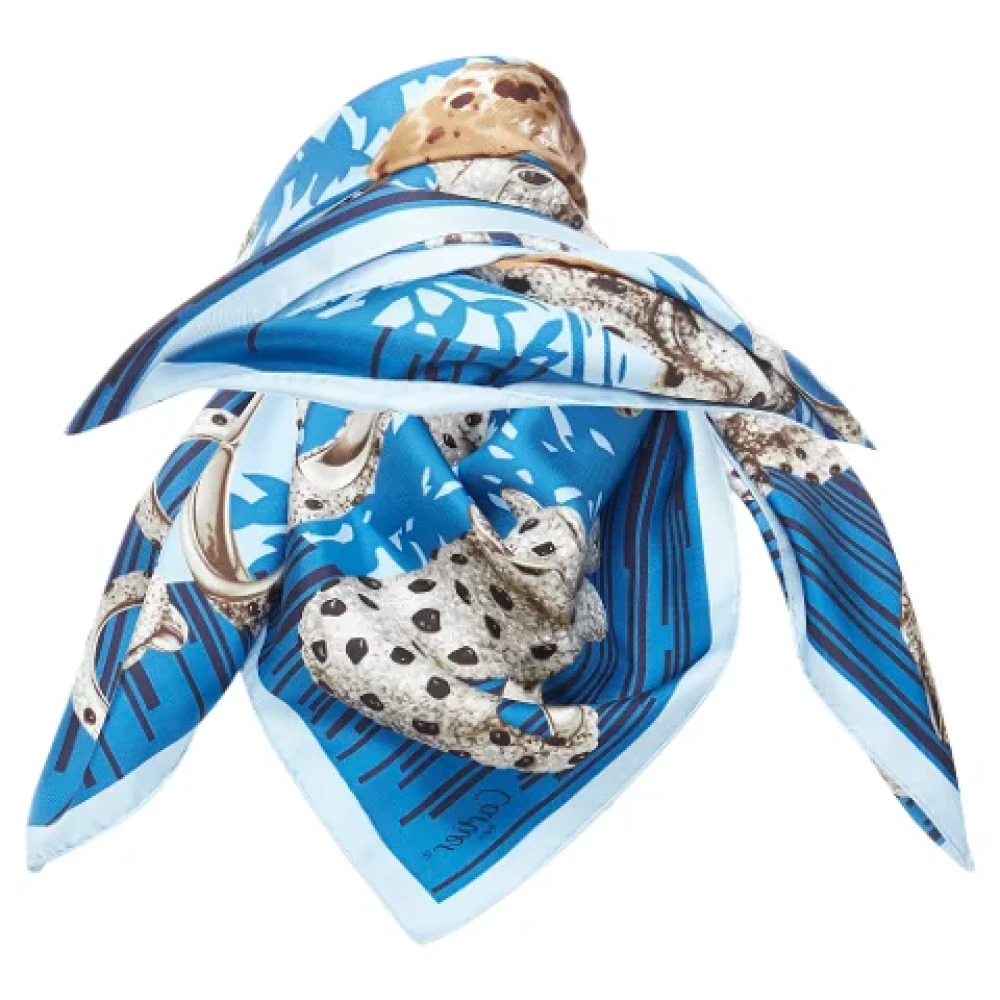 Cartier Vintage Pre-owned Silk scarves Blue Dames