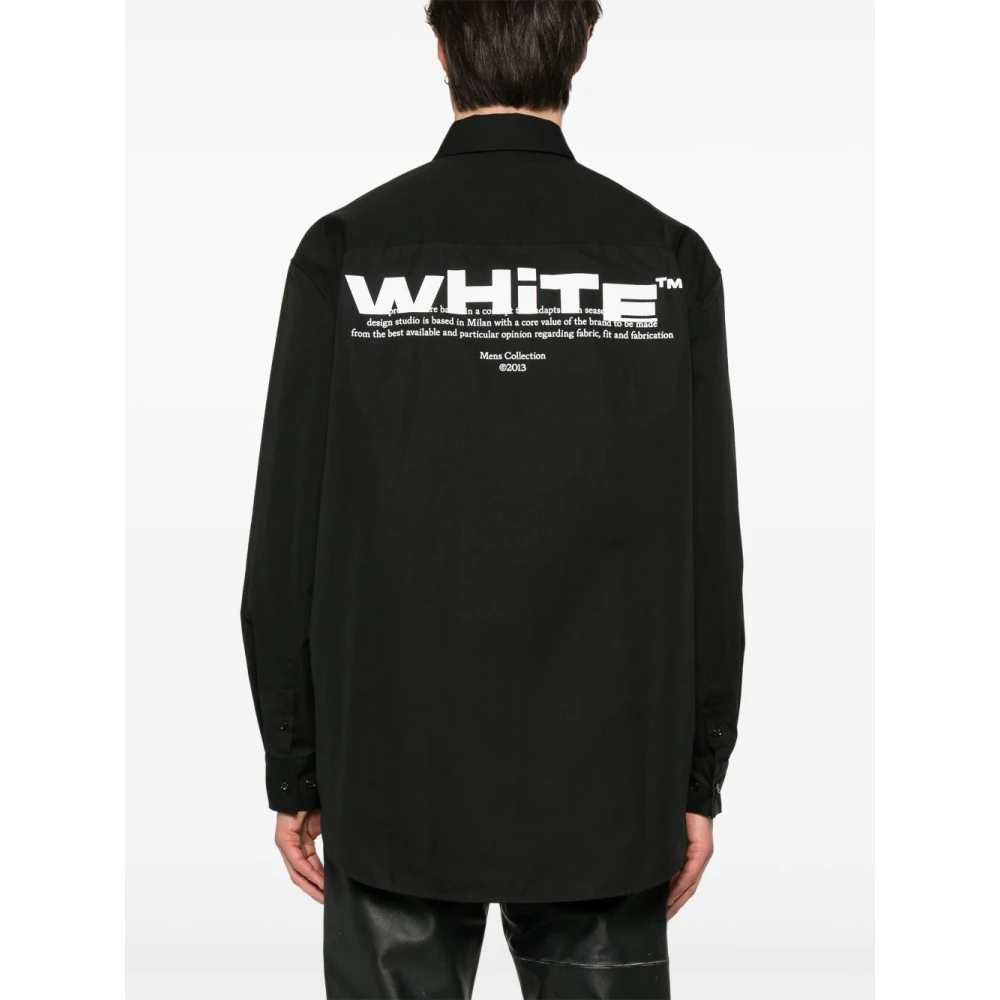 Off White Zwart en wit overhemd voor mannen Black Heren