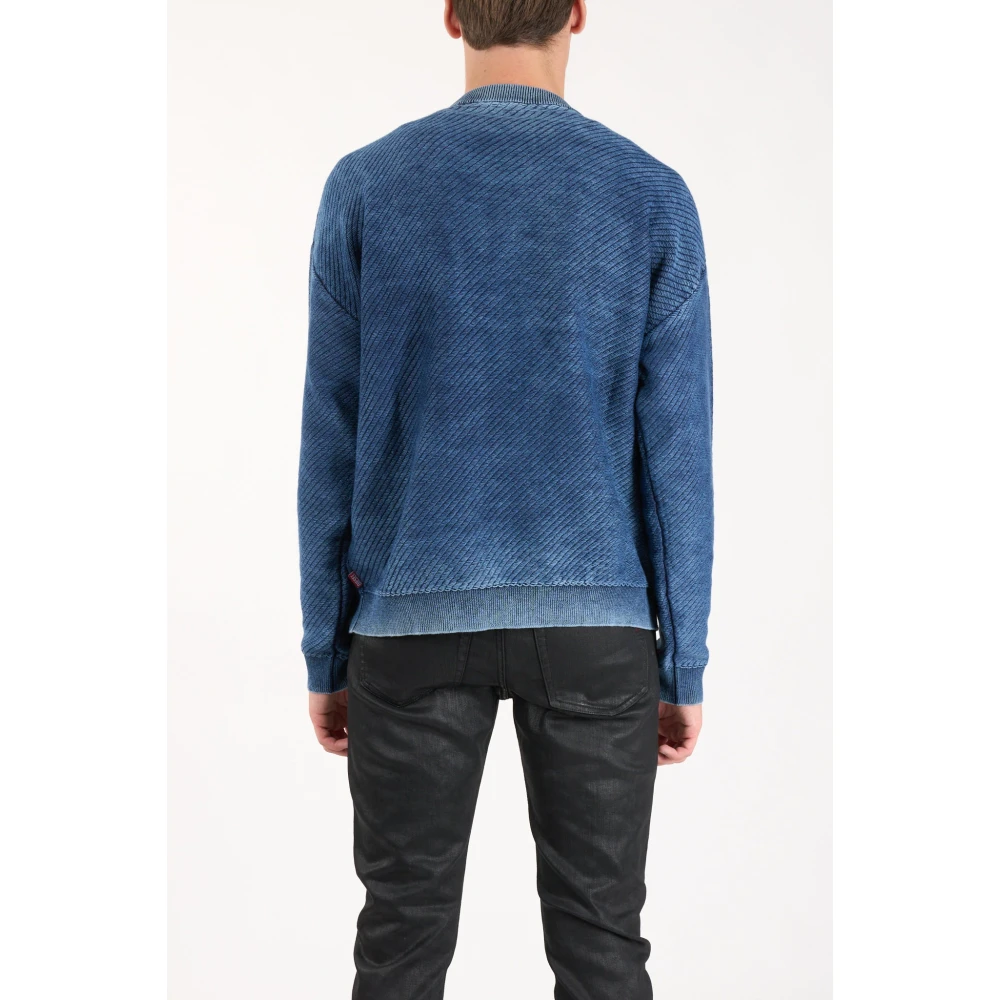 Diesel Organisch Katoen Crewneck Logo T-shirt Blue Heren