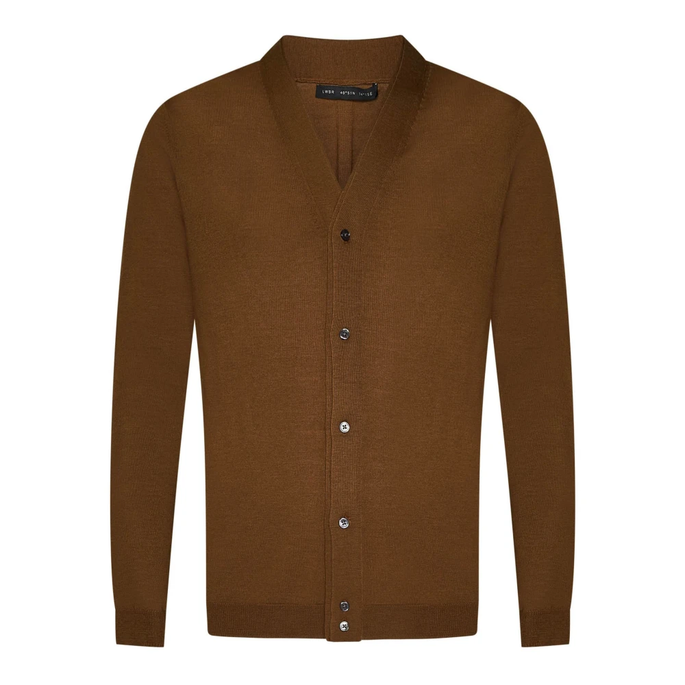 Low Brand Bruine Merinowol Cardigan Sweater Brown Heren