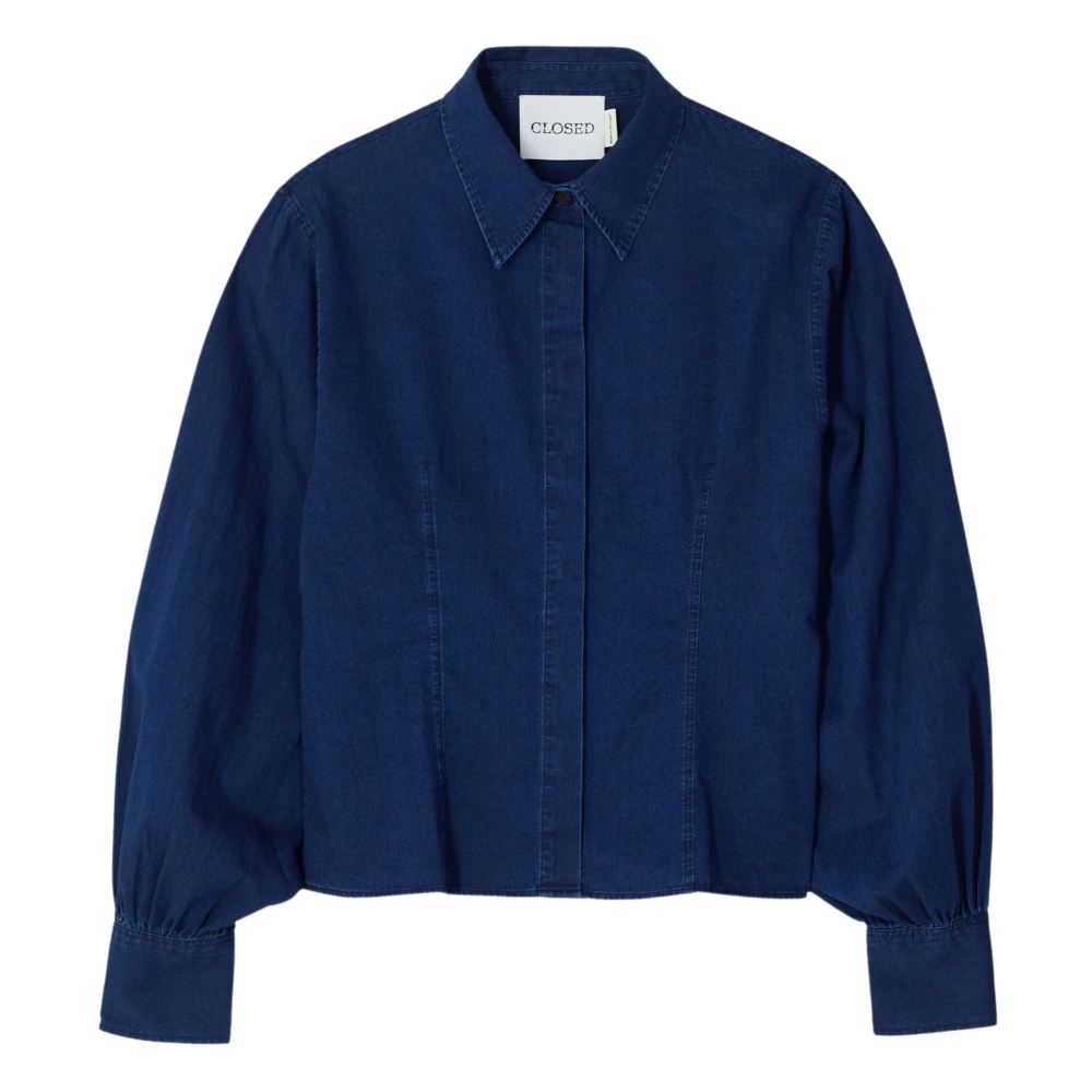 Closed Cropped Blouse in Donkerblauw Blue Dames