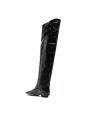 bottes-style-country-noires-en-cuir-croco-embosse