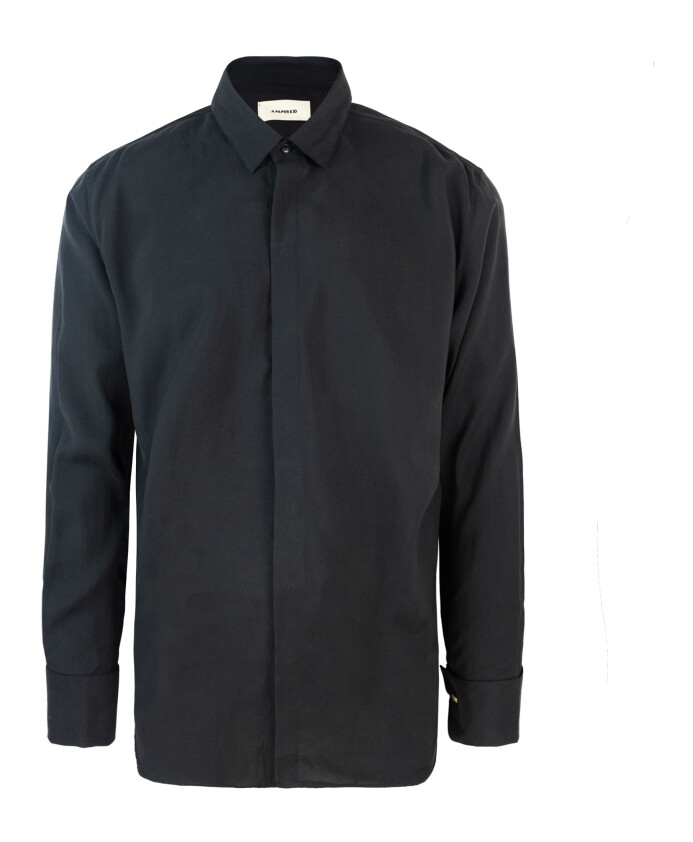 chemise-noire-a-boutons-modal-polyester