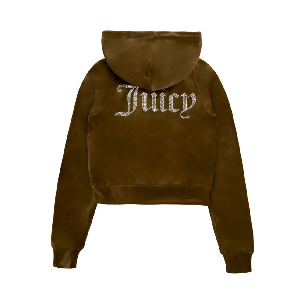 Juicy Couture Velours hoodie met kristalversieringen Green Dames
