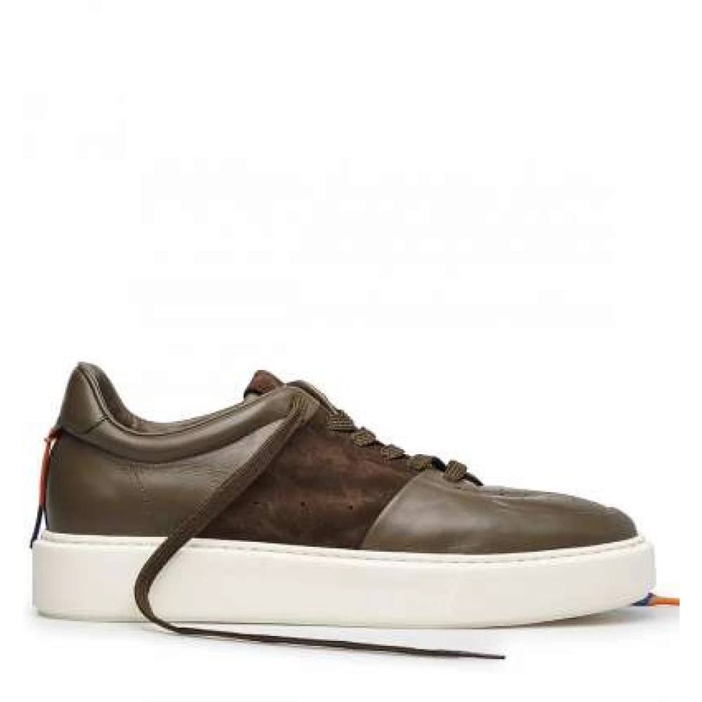 Barracuda Militair Groene Leren Sneakers Heren Schoenen Bruin