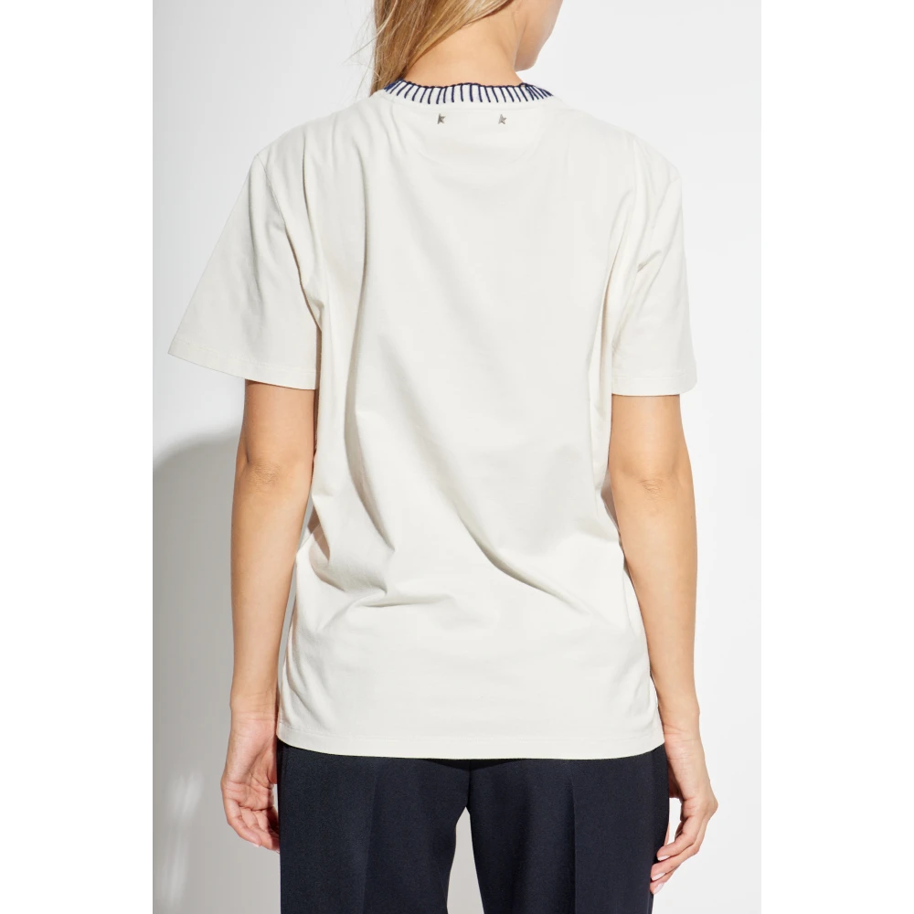 Golden Goose T-shirt met geborduurd patroon White Dames