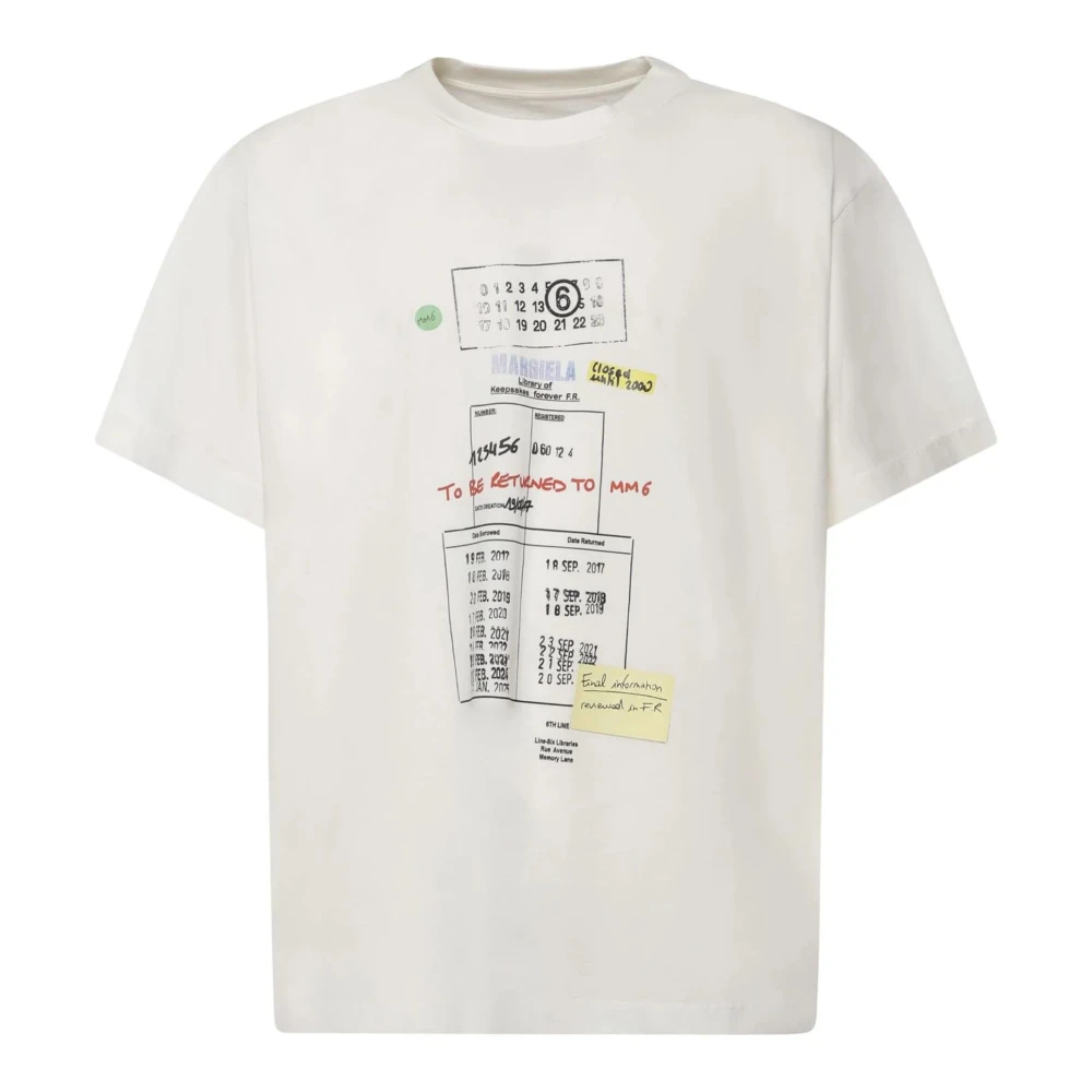 Mm6 Maison Margiela Printed Cotton Jersey T-Shirt - Male - T-Shirts - White - M - Tops