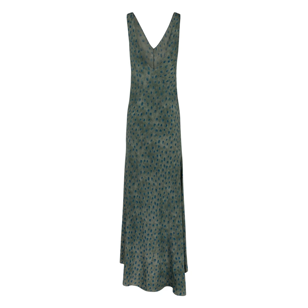 Cortana Zijden Ciro Print Lange Jurk Blue Dames