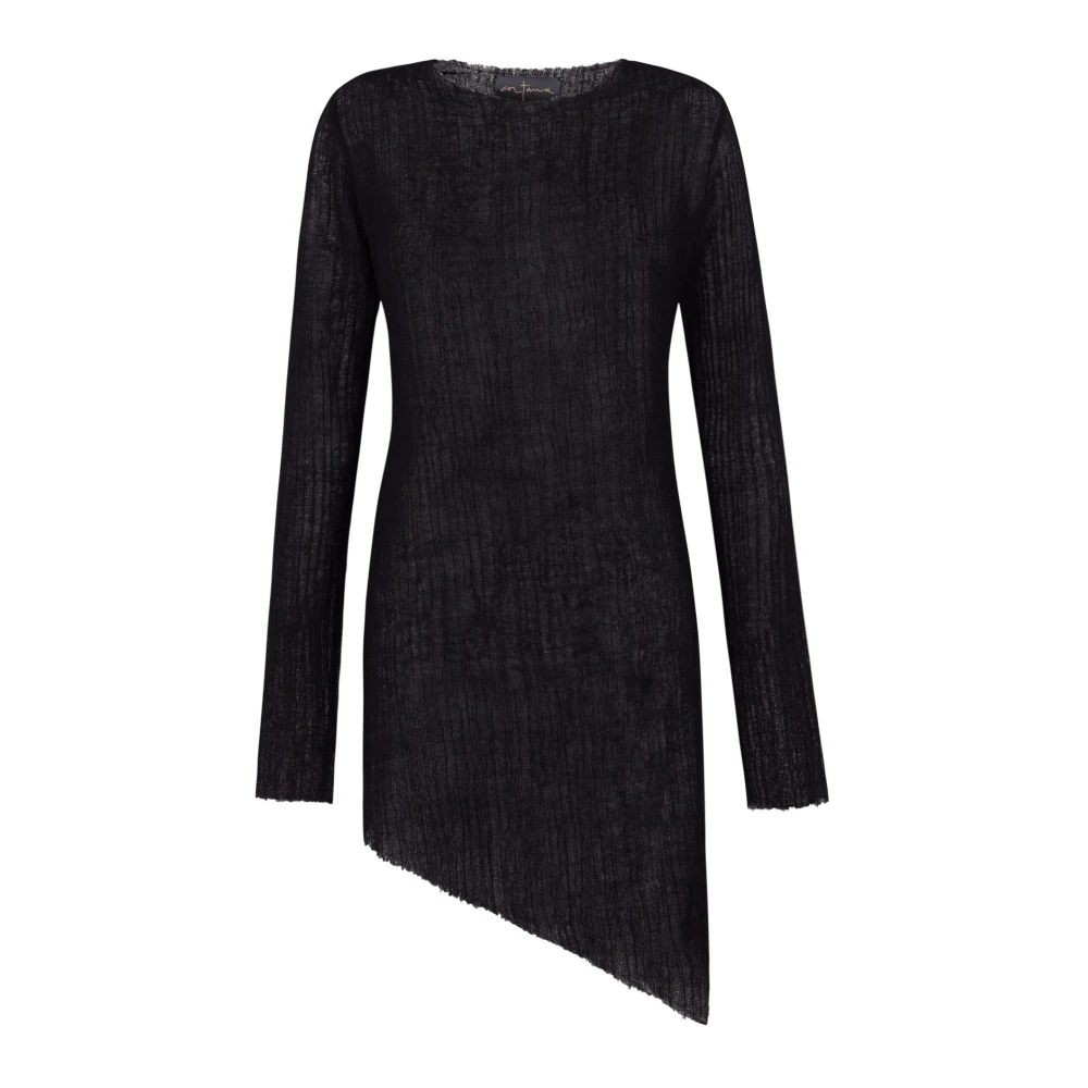 Cortana Women's Black Round-Neck Knitwear, L, Maryam, Top In Virgin Wool