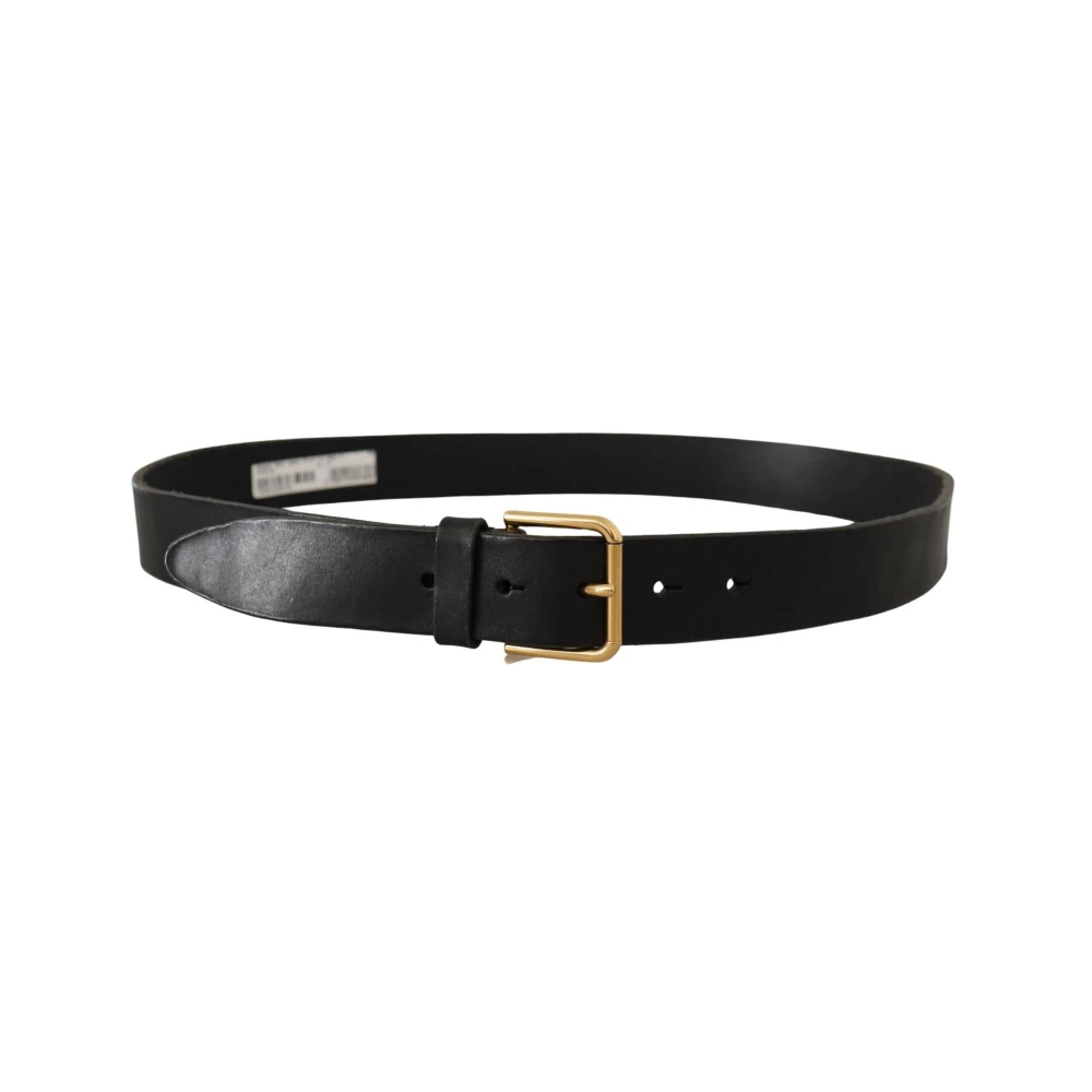 Dolce & Gabbana Gouden Logo Leren Riem Black Heren