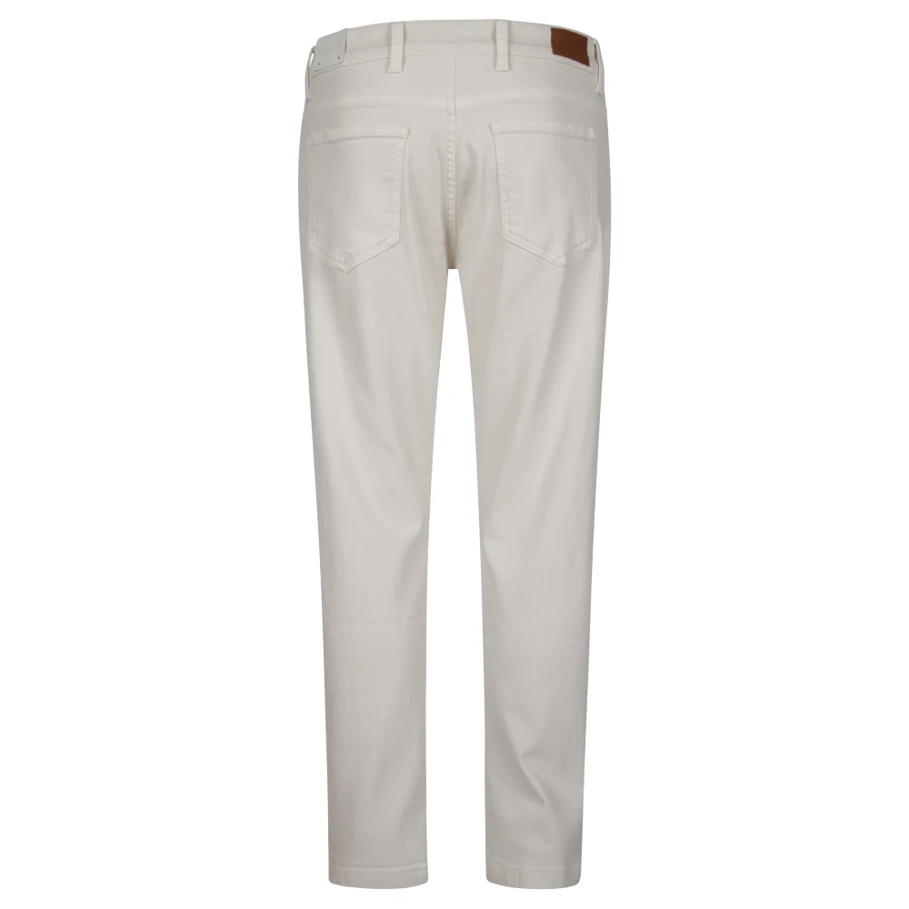 Eleventy Denim Stretch en Leren Broek White Heren