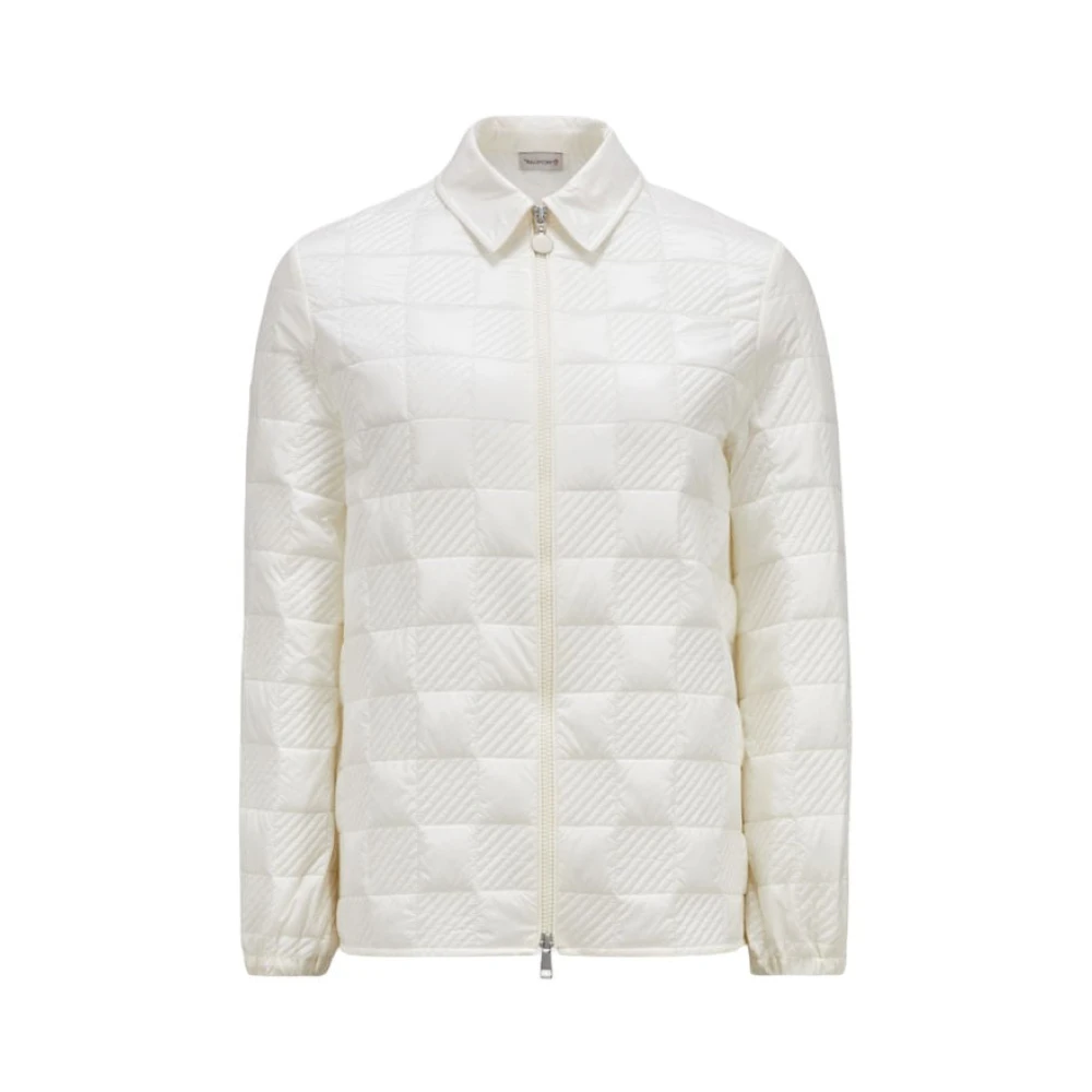 Moncler Gewatteerd Schaakbordpatroon Rits Shirt White Dames