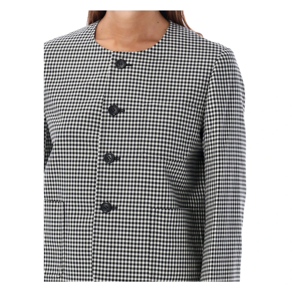Comme des Garçons Gingham Cropped Jacket Zwart Wit Black Dames
