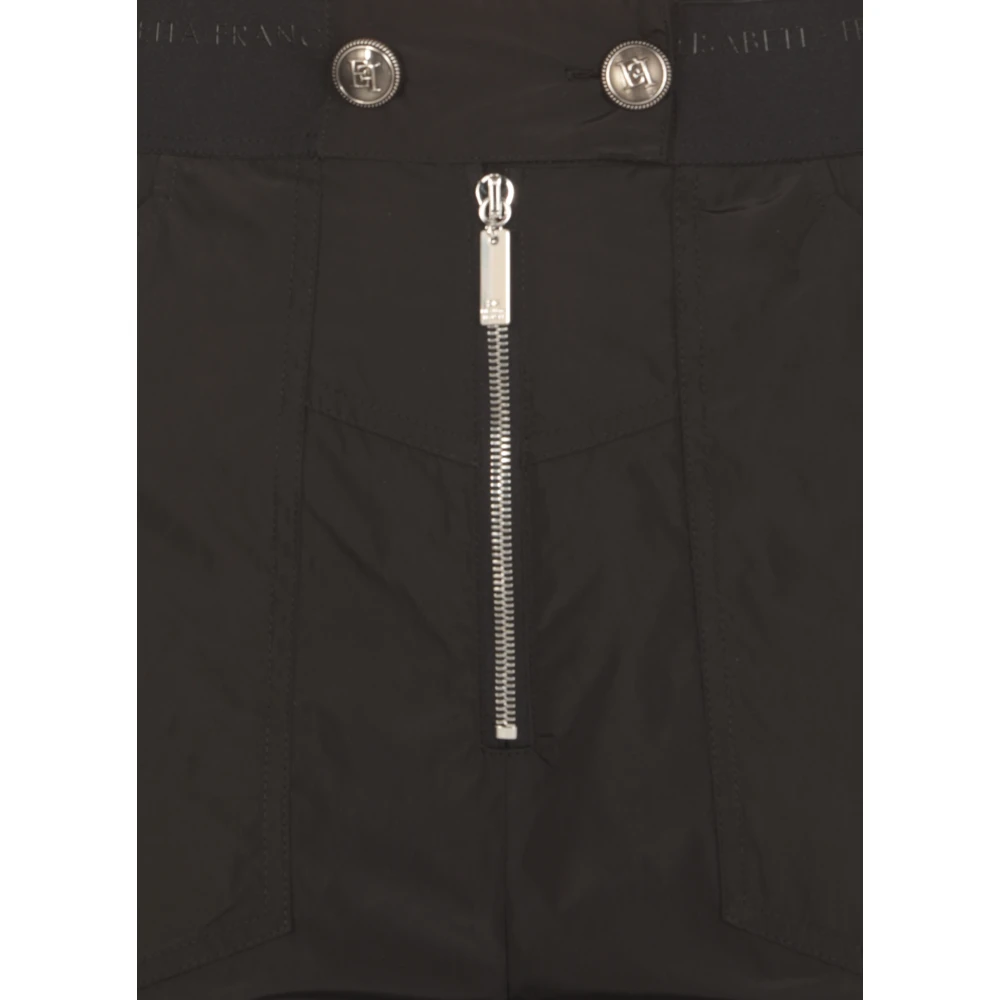 Elisabetta Franchi Zwarte technische stofbroek met logo Black Dames