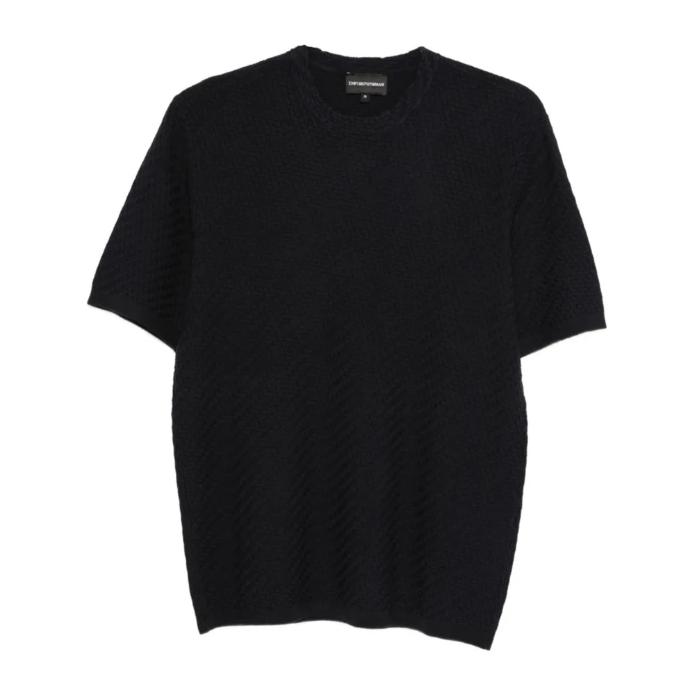 Emporio Armani Hombre Negro - Jersey De Punto Texturizado Con Cuello Redondo - Knitwear - Xl