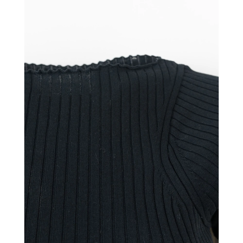 SPORTMAX Zwarte Geribbelde Katoenen Trui Black Dames