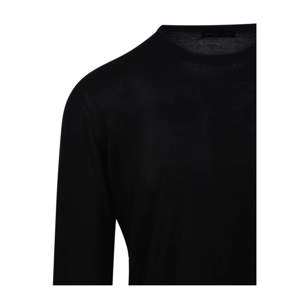 Roberto Collina Zwarte Ronde Hals Trui Rb1009 Black Heren