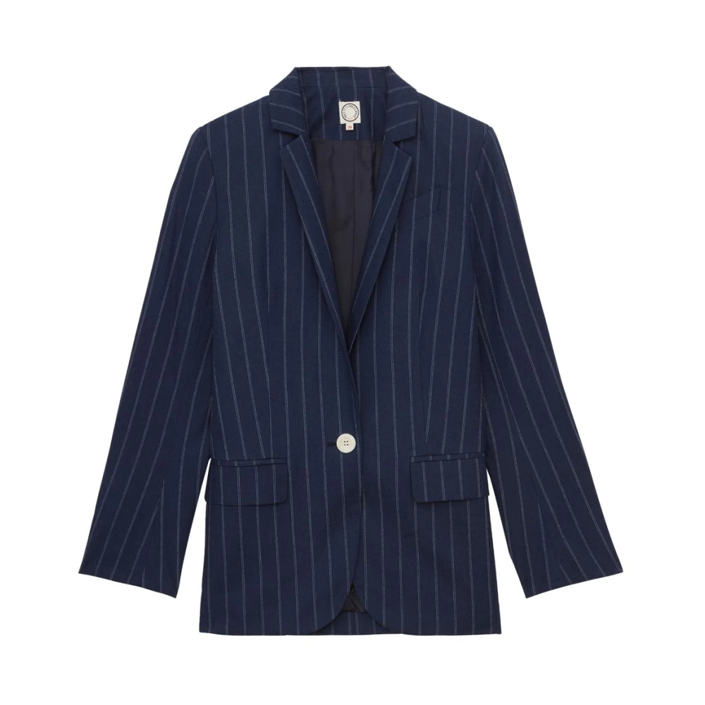 Ines De La Fressange Paris Bruine linnen jas Blue Dames