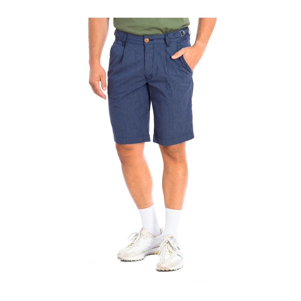La Martina Blue Casual Shorts, Male, W33, Striped Bermuda Shorts