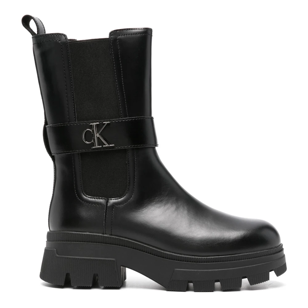 Calvin Klein Jeans Women's Black Chunky Combat Chelsea Ankle Boots