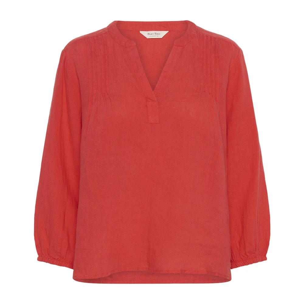 Part Two Blouse met plooien en V-hals Red Dames