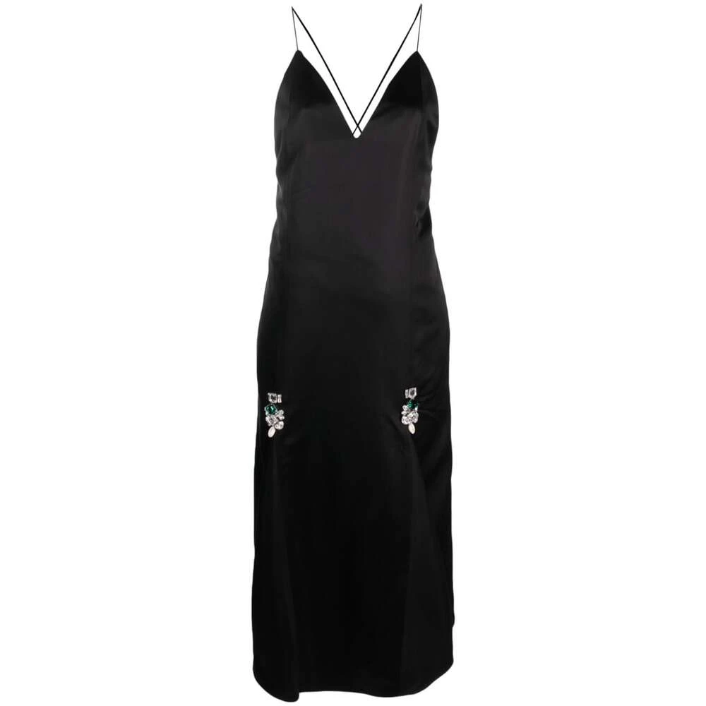 Wales Bonner Kristalversierde satijnen jurk Black Dames