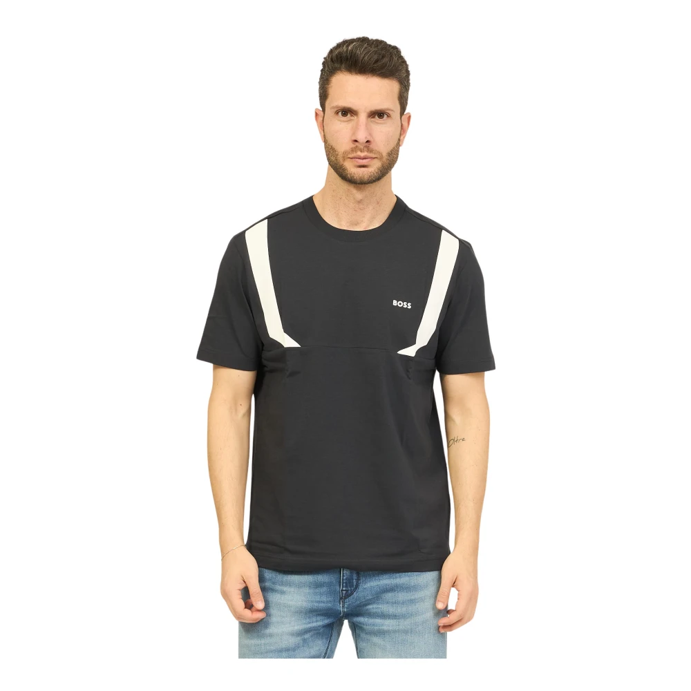 Hugo Boss Blauw T-shirt met witte banden Blue Heren