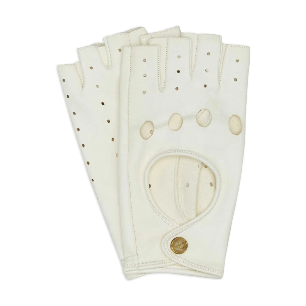 Valentino Garavani Ivoor Fingerloze Handschoenen met Uitgesneden Details Beige Dames