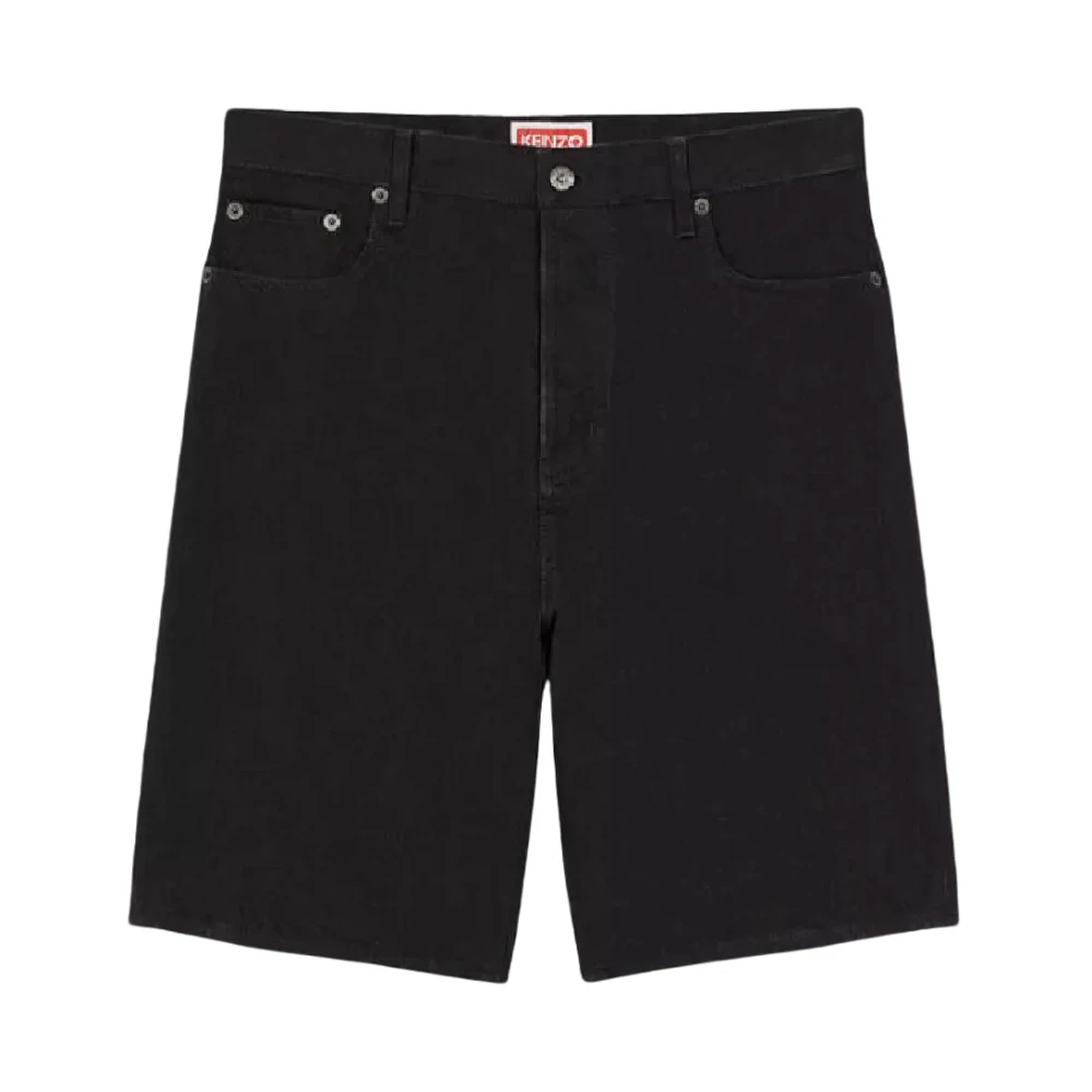 Kenzo Zwarte denim shorts met logo Black Heren