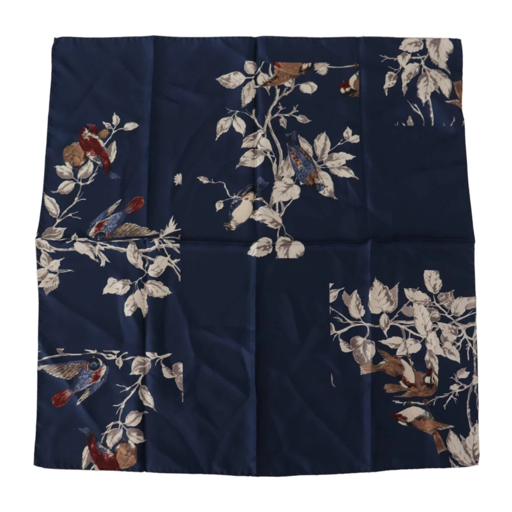 Dolce & Gabbana Men's Blue Silk Floral Handkerchief Scarf
