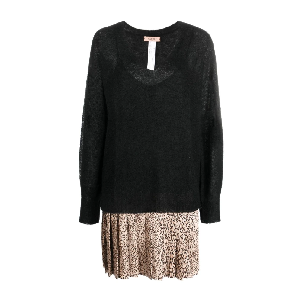 Twinset Women's Black Short Dresses, M, Knitted Mini Dress