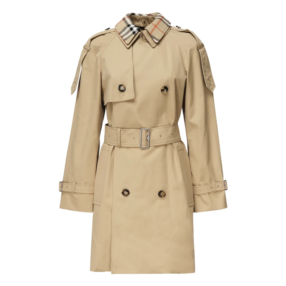 Burberry Women's Beige Gabardine Double-Breasted Coat - Trench Coats - 2XS - Coats