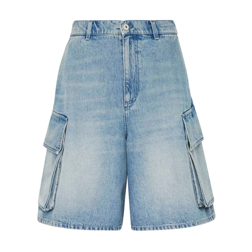 JW Anderson Vervaagde Blauwe Denim Cargo Shorts Blue Heren