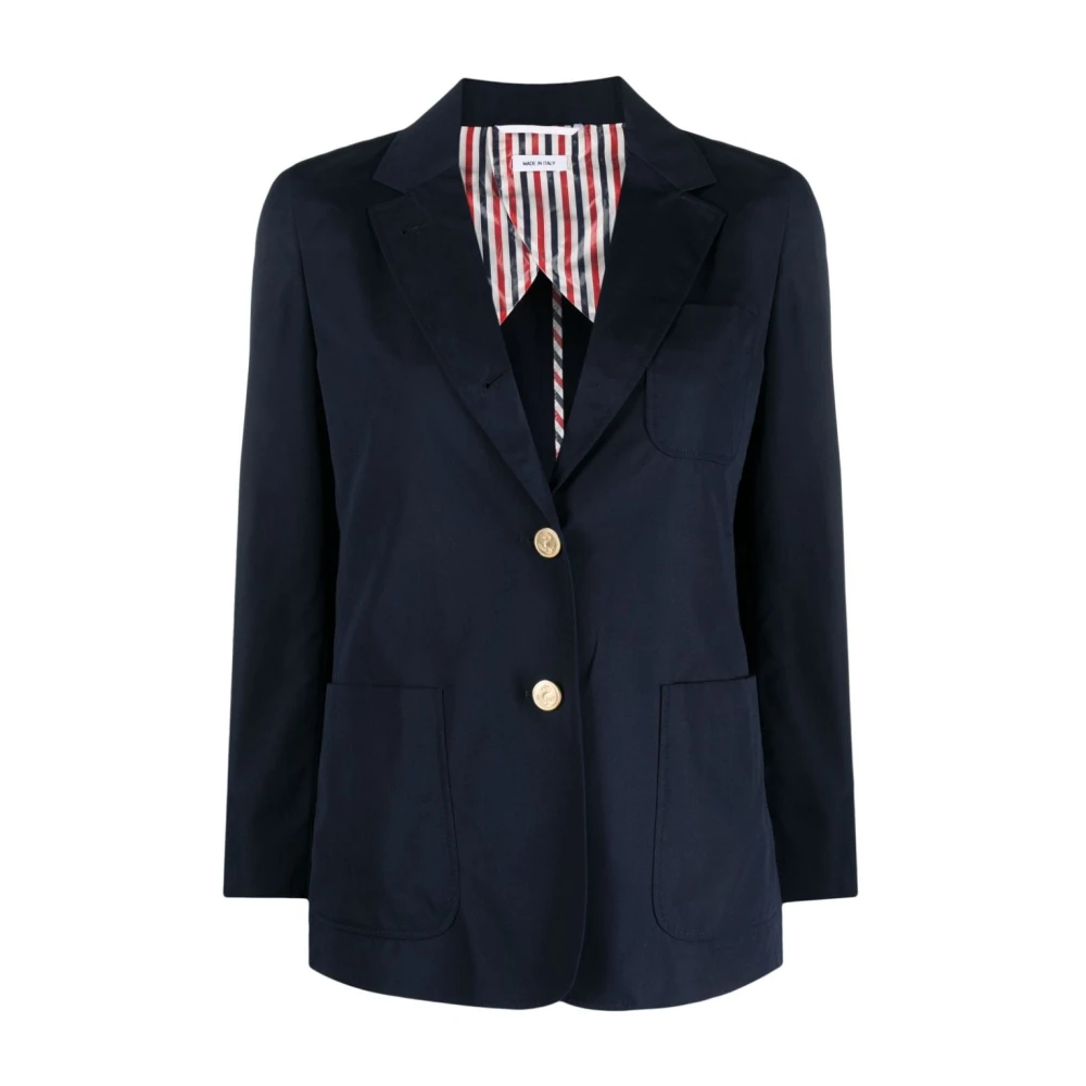 Thom Browne Blauwe RWB Gestreepte Blazer Jas Blue Dames