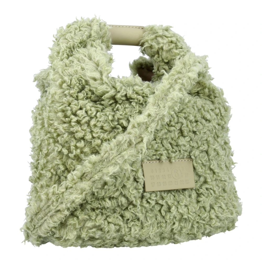MM6 Maison Margiela Shearling Wol Crossbody Tas Reseda Green Dames