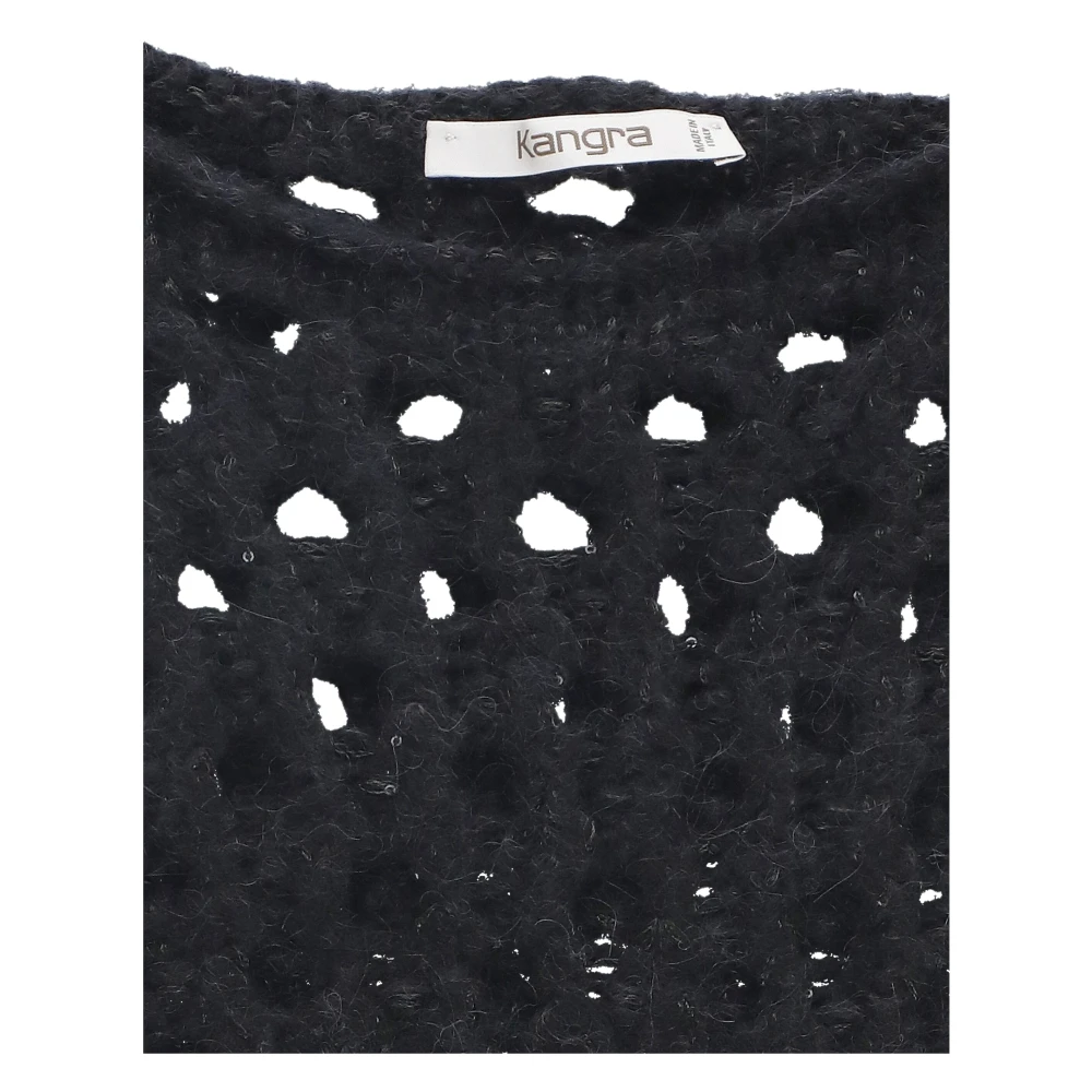 Kangra Zwart Kasjmier Wollen Gilet met Kant Black Dames
