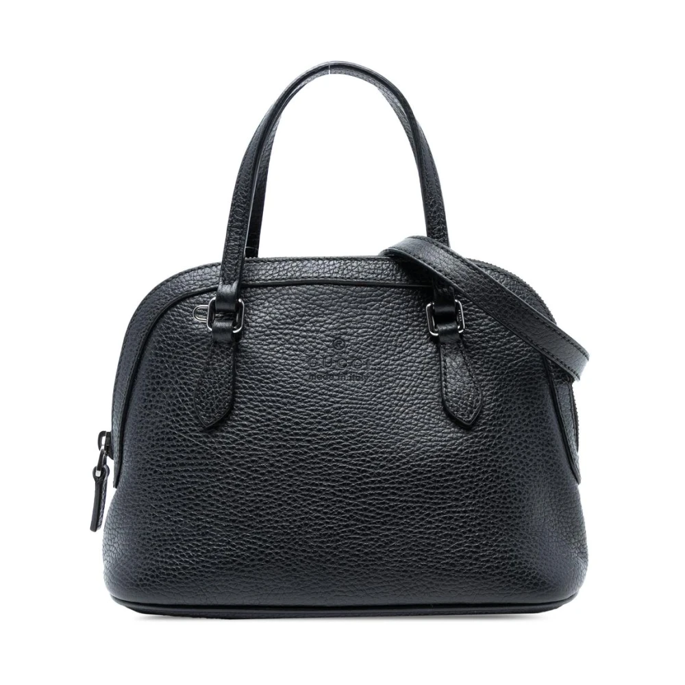 Gucci Vintage Women's Black Pre-Owned Structured Leather Satchel