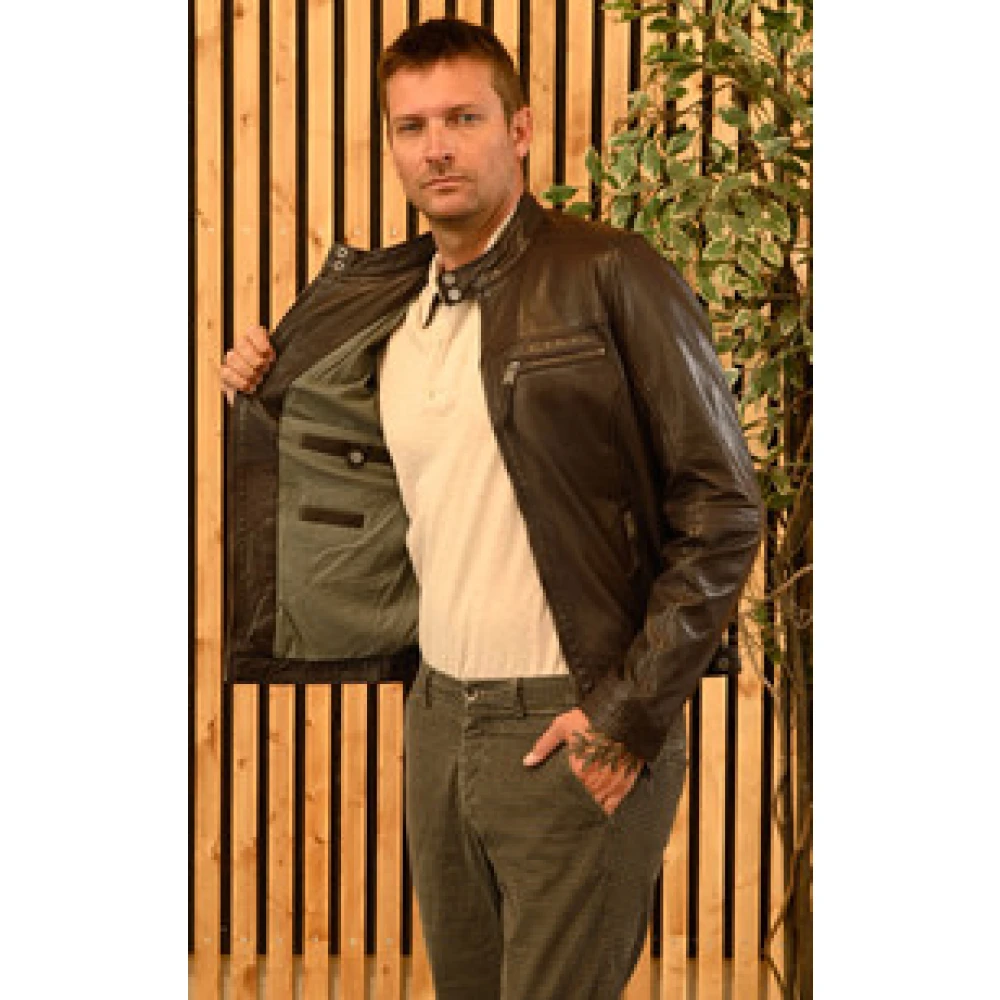 La Canadienne Chocolade Lam Blouson Jas Brown Heren