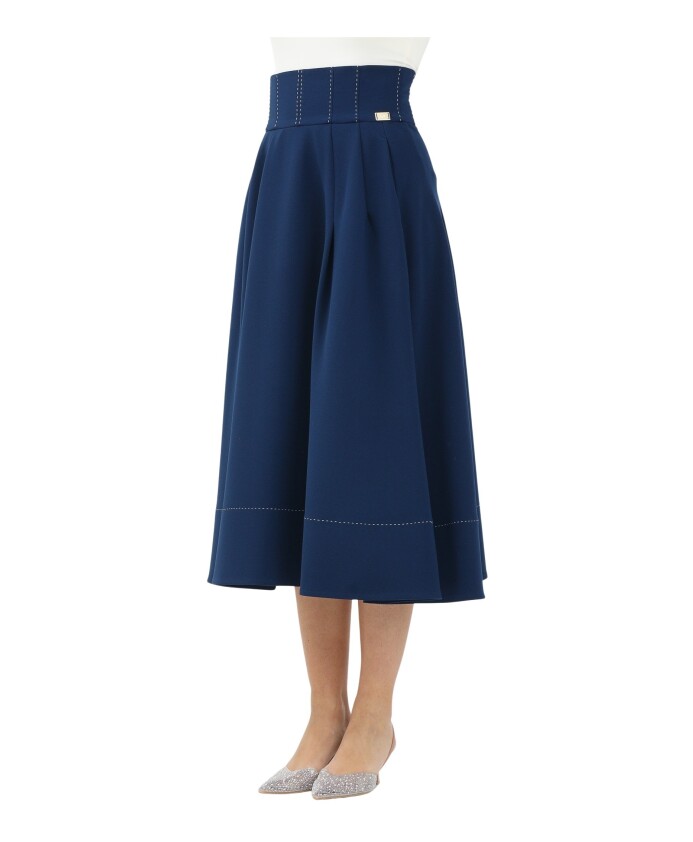 blauwe-midi-rok-met-tailleband-detail