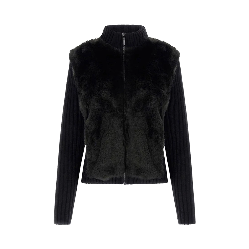Guess Zwarte Trui met Voorknoppen en Zakken Black Dames