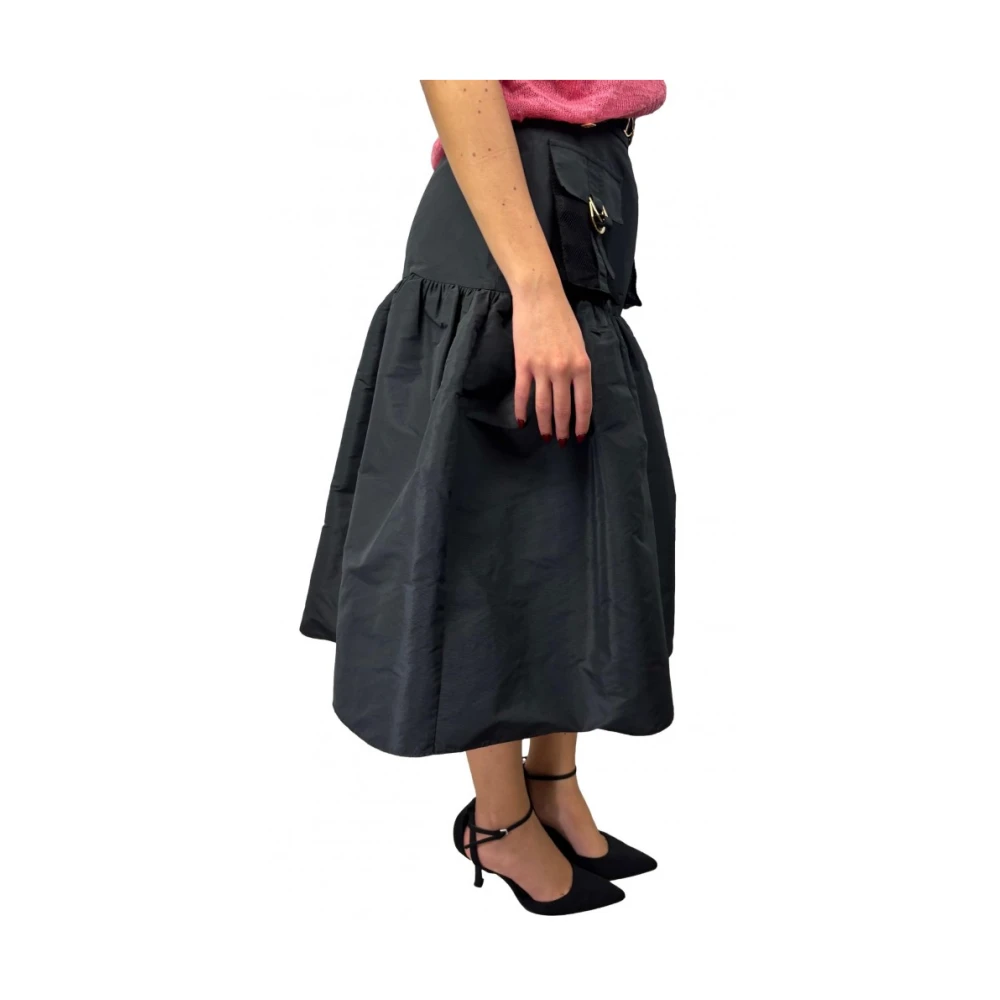 Elisabetta Franchi Elegante Geplooide Rok Black Dames