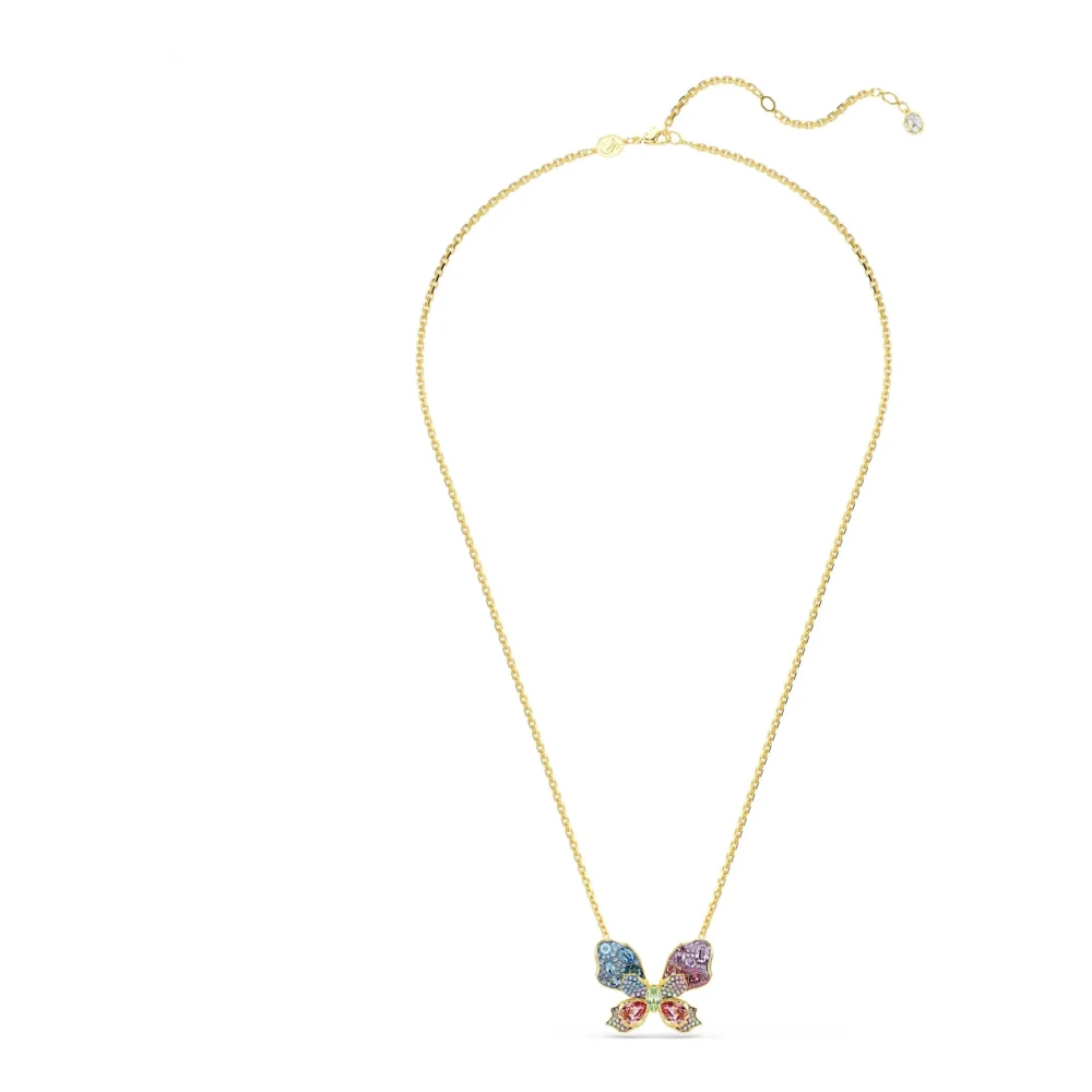 Swarovski Unisex Multicoloured Idyllia Pendant And Brooch, Mixed Cuts, Pavé, Butterfly, 18K Gold Finish - Image 2