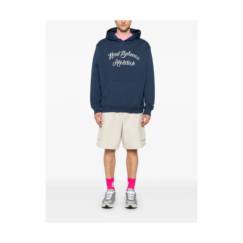 New Balance Navy Blue Drop Shoulder Sweatshirt Blue Heren