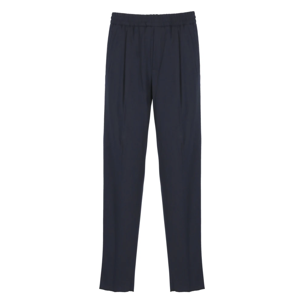 Ermenegildo Zegna Blauwe Wol Elastische Taille Broek Blue Heren