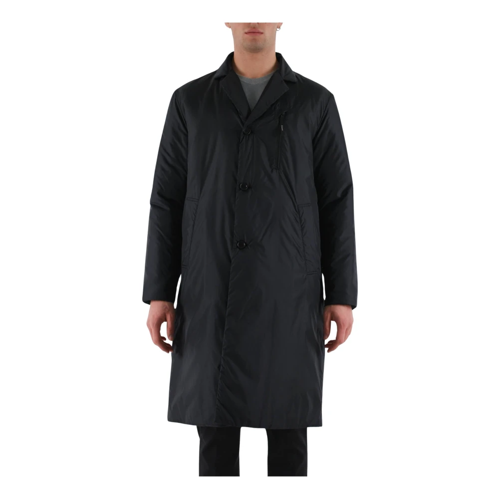 Aspesi Nylon Jas met Knopen aan de Voorkant Black Heren