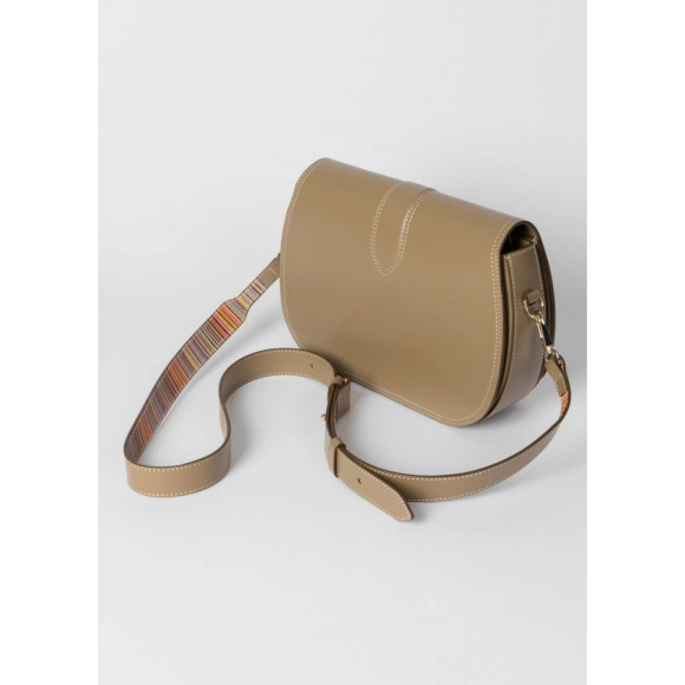 PS By Paul Smith Khaki Leren Satchel Tas voor Vrouwen Green Dames